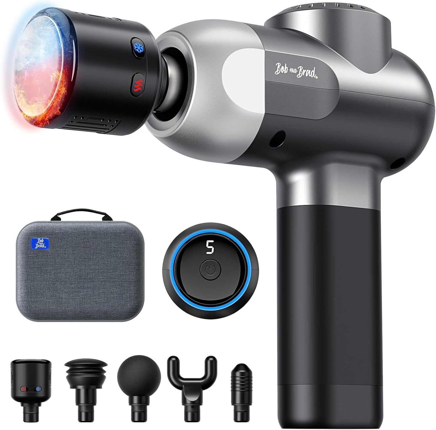 Pistolet De Massage Avec Thérapie Par Le Chaud Et Le Froid, Bob and Brad C2 Pro Masseur De Tissus Profonds Avec Chaleur,Pour Le Gymnase, La Maison, La Récupération, Le Soulagement De La Douleur